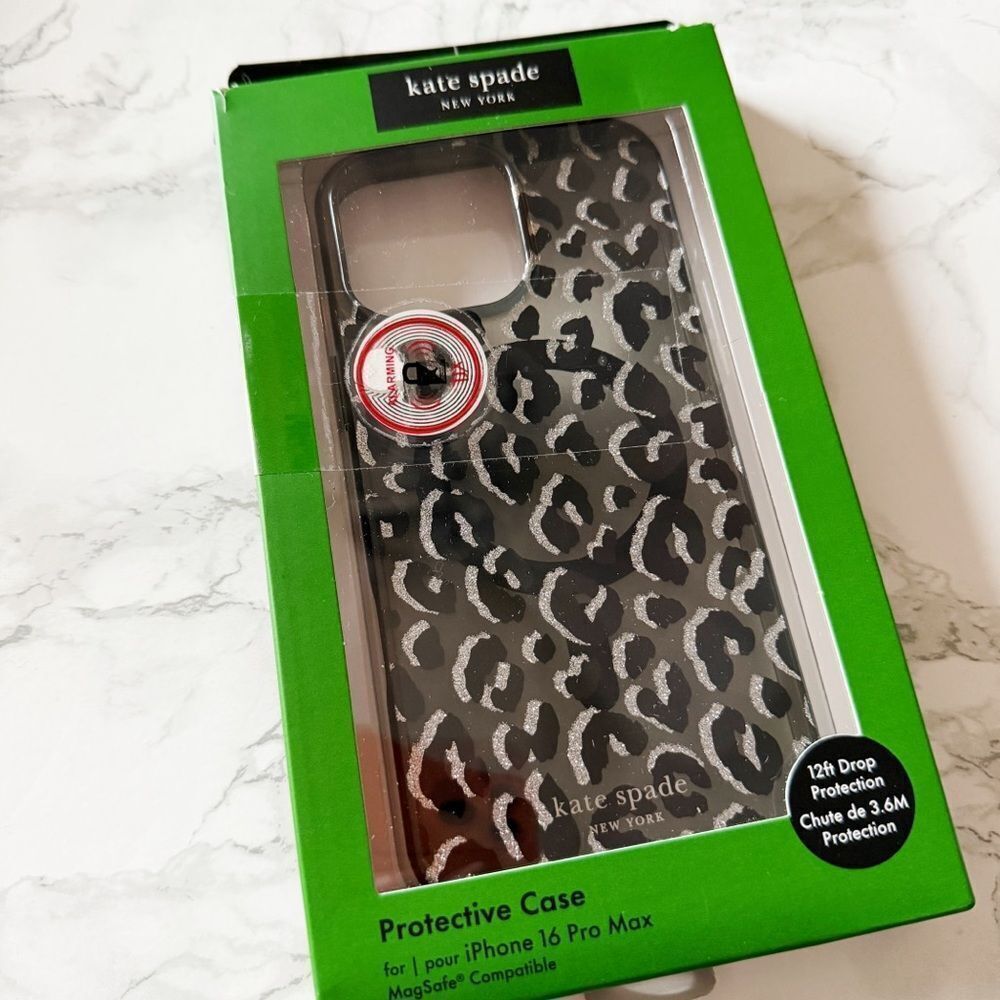 Kate Spade iphone 16 pro max leopard glitter phone case